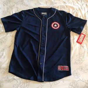 Captain America button-up baseball jersey